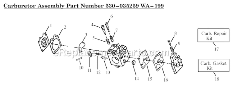 Page A Diagram and Parts List for HP28  Weed Eater Trimmer